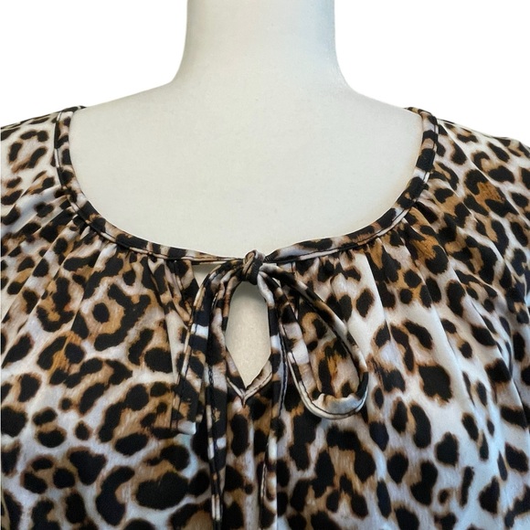 AB STUDIO JAGUAR ANIMAL PRINT TOP Size S Cream Black Brown - Picture 3 of 12